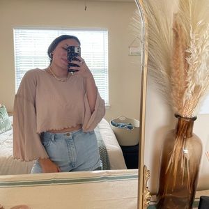 Mauve/nude FREE PEOPLE BIRD GANG BELL SLEEVE